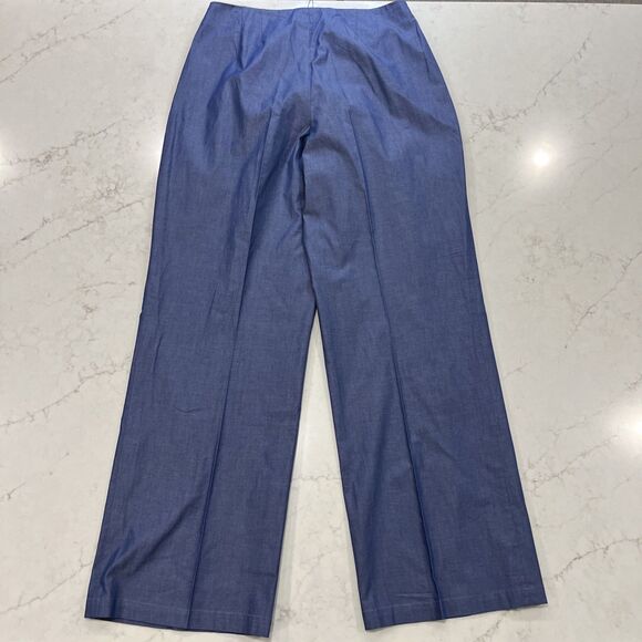 Misook NEW Zip Fly Wide Leg Pants Womens Medium x33" Blue Cotton Pockets Pleated - Picture 4 of 14